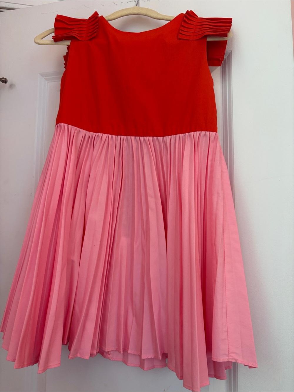 Jacadi Red and Pink Girls' Pleated Dress